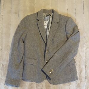 J. Crew Gray Blazer with Navy-Striped Lining